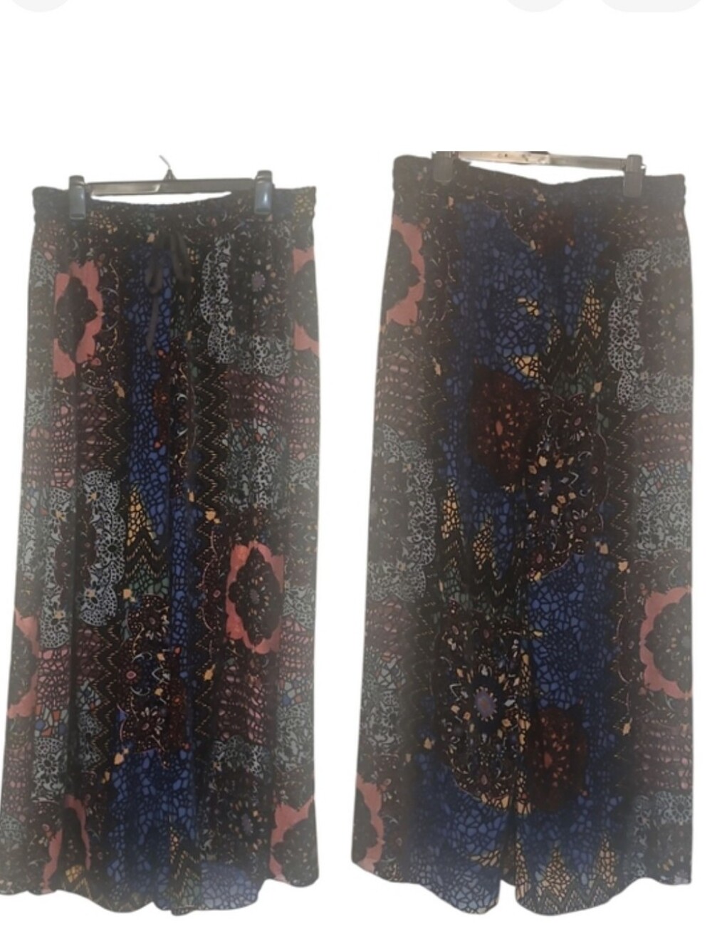JOHNNY WAS Axelle Burnout Velvet Patchwork Wide Leg Pants Boho Linned L NWT - Picture 5 of 12